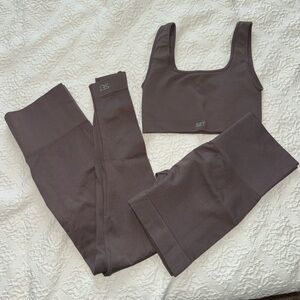 SET Active Sculptflex Leggings & Biker Shorts Set in Pepper Size Small